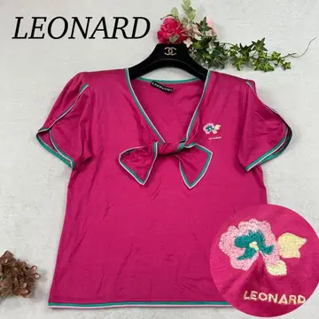 K91 M 레오나르 로고 자수 어깨 패드 옷깃 리본 티셔츠 여성용
