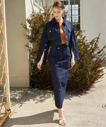 새상품 eimy istoire 데님 스커트 데님 펜슬 스커트