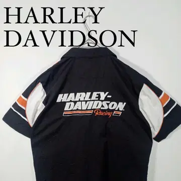 HARLEY-DAVIDSON 반팔 레이싱 셔츠 M 오픈 카라