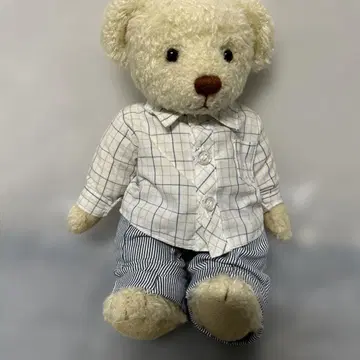 체크 무늬 곰 봉제 인형