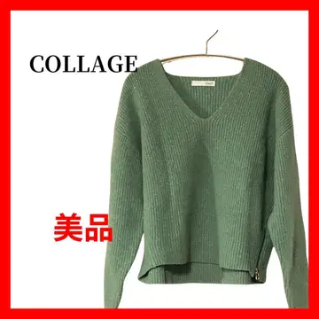 콜라주 개럴개런트 사이드 지퍼 V넥 라메 니트 B2109