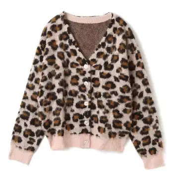 atmos pink 레오파드 니트 가디건