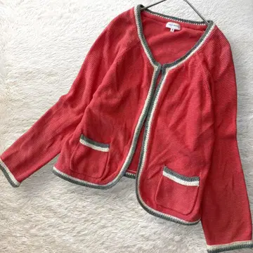 베일 댄스 파이핑 가디건 살몬 핑크 코튼 100% M