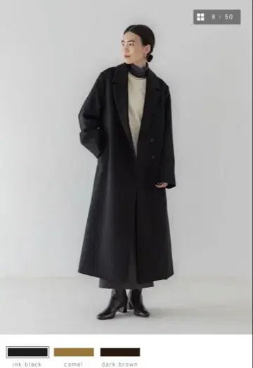 crewre 조절 가능한 울 롱 코트 size3 ink black