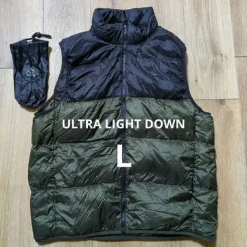 울트라 라이트 다운 베스트 와이드 퀼트 올리브 L 유니클로 남성용