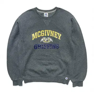 USA 구제 의류 러셀 하이스쿨 전면 V 맨투맨 프린트