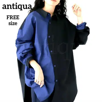 antiqua 안티카 바이컬러 디자인 셔츠 블랙 x 블루