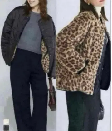 [ L 사이즈 ] coca 워셔블 리버서블 퀼팅 블루종 레오파드 새상품