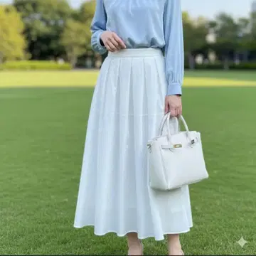 자스그리티 JUSGLITTY 플레어 롱 스커트 화이트 M 사이즈