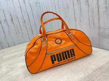 쇼와 레트로 PUMA 보스턴 백 오렌지 에나멜 백 금속 로고 마크