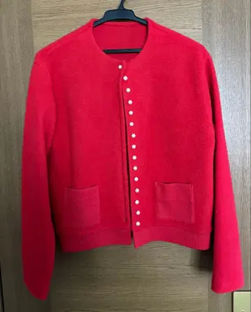 새상품급 쉽스 레드 플리스풍 가디건