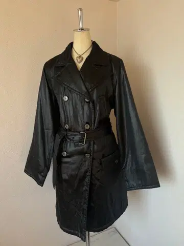 y2k 광택 롱 코트 헤이세이 갸루 다크 코어 페어리 그런지 락