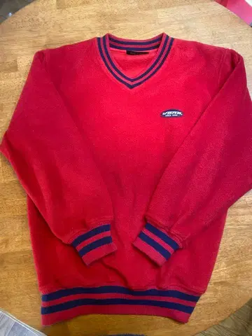 Vans 플리스 V넥 트레이닝복 빨간색