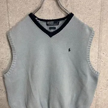 폴로 바이 랄프로렌 자수 로고 스카이블루 니트 베스트 여성용 L