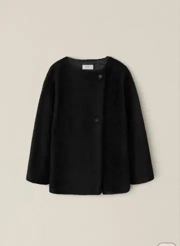 블랙 노카라 코트 오버 사이즈