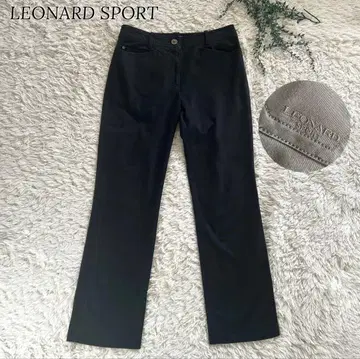 새상품급 레오나르 스포츠 로고 자수 스트레이트 팬츠 블랙 스트레치