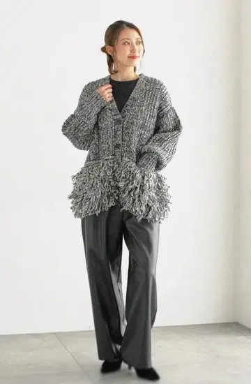 택 포함 미사용 Te chichi 루프 편직 V넥 미들 가디건