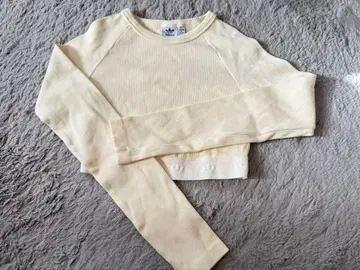 adidas 리브 니트 긴팔 크롭 사이즈 M 크림