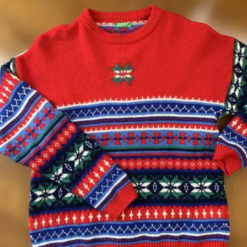 United Colors of Benetton 니트 스웨터 긴팔 빨간색