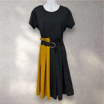 사와라모드 절개 원피스 프리 사이즈 블랙 동일 원단 벨트