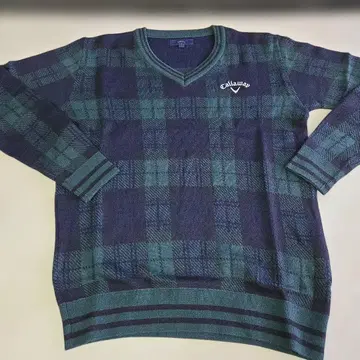 캘러웨이 체크 무늬 V넥 스웨터 L