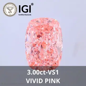 3.00ct VIVID PINK 쿠션컷 라보그로운 다이아몬드