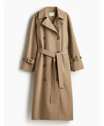 H&M 더블 브레스트 트렌치코트 다크 베이지 M 사이즈