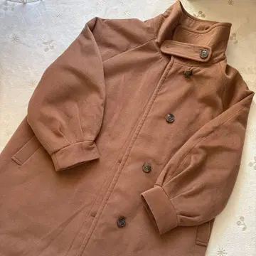 로데오 크라운 브라운 더블 브레스트 롱 코트