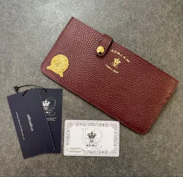 미사용 ADMJ 가죽 슬림 지갑 장지갑 보르도