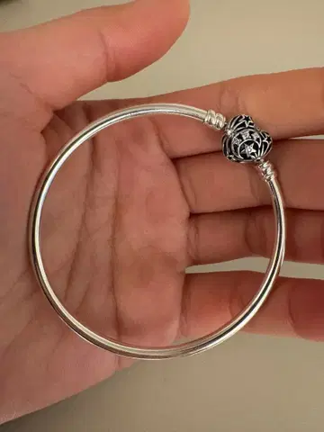 PANDORA 925 스털링 실버 하트 뱅글