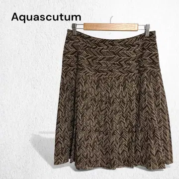 아쿠아 스큐텀 스커트 플리츠 플레어 울 혼방 올 패턴 안감 엘레강트