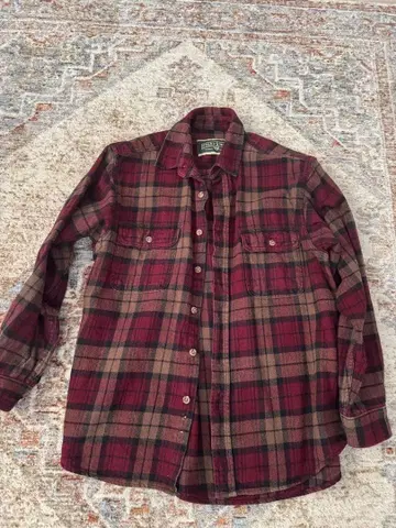 FIELD & STREAM 버건디 체크 플란넬 셔츠