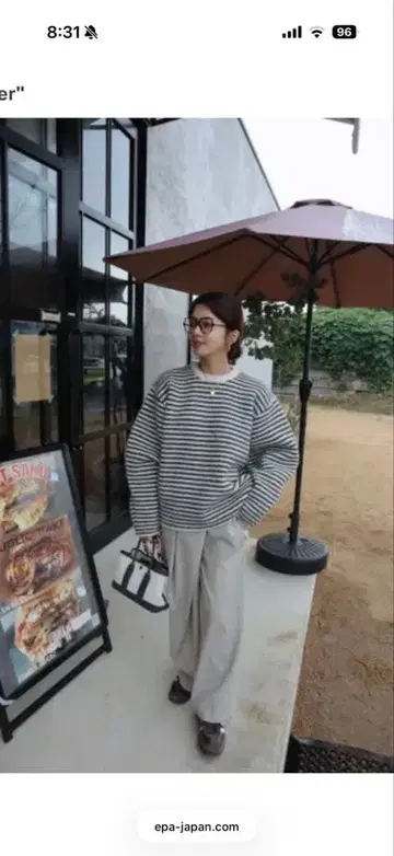 epa 스트라이프 오버 사이즈 니트