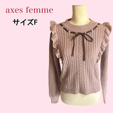 axes femme 바이컬러 프릴 니트 리본 핑크 F