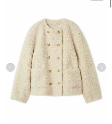 미라 오웬 금장 버튼 컬 퍼 자켓