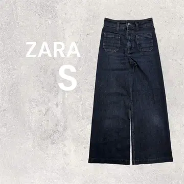 새상품급 ZARA 자라 와이드 데님 팬츠 프론트 포켓 청바지 M 블랙