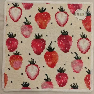 페이러 손수건 미사용 새상품 스트로베리 도트 아이보리