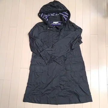 SONIA 블랙 후드 부착 롱 코트(자켓)