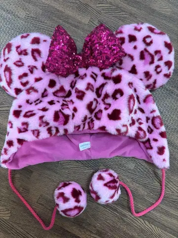 디즈니 팬캡 레오파드 무늬 레오파드 미니 핑크 표범 무늬