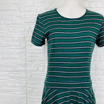 마드모아젤 논논 보더 롱 원피스 그린 A라인 [45-29]