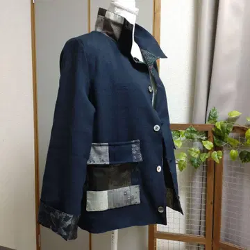 기모노 리메이크 리버서블 패치 자켓