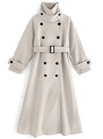 옷깃 3Way 페이크 울 트렌치코트 L 아이보리