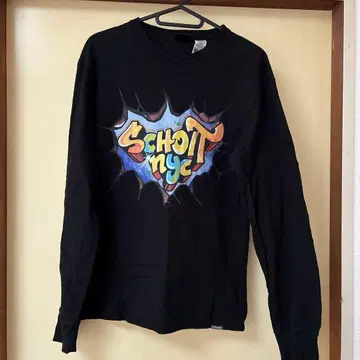 Schott 그래피티 블랙 긴팔 티셔츠