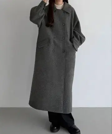 callautia 마블 버튼 스탠 칼라 롱 코트