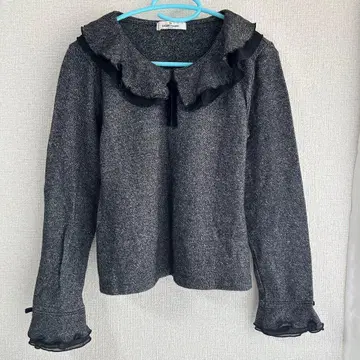 갤러리 비스콘티 니트 스웨터 긴팔 프릴 그레이 사이즈 2