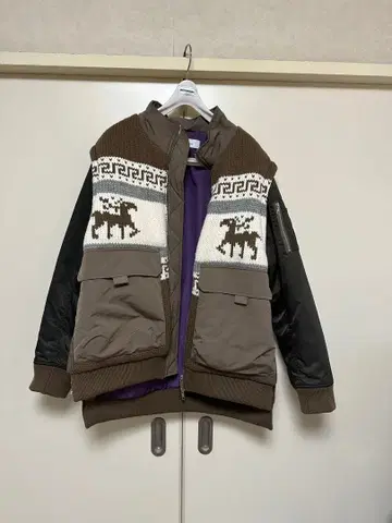 니트 패턴 장식의 캐주얼 자켓