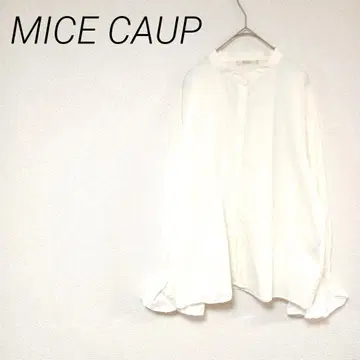 MICE CAUP 화이트 긴팔 셔츠 오버 사이즈 F 소매 프릴 비침