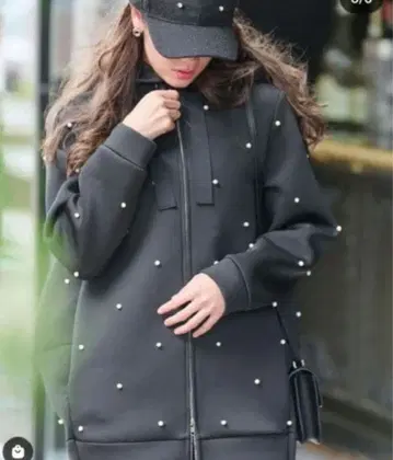 Chesty 펄 장식 후드 부착 후드티 HANY 콜라보