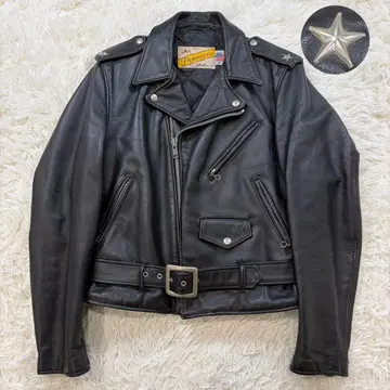 [ 새상품급 ] 샷 70s 613 와 스타 더블 라이더 자켓 블랙 38