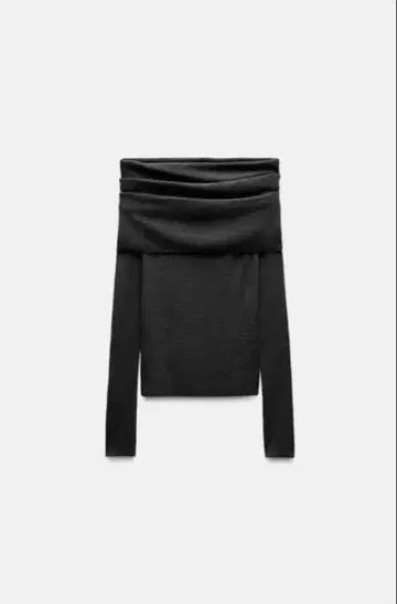 오프숄더 니트탑 S 차콜 그레이